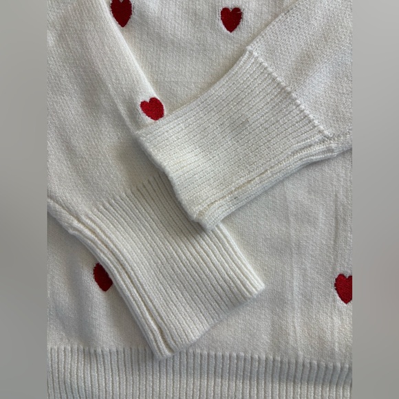 ECOWISH White Heart Patterned Valentines Women's Sweater - Picture 8 of 9